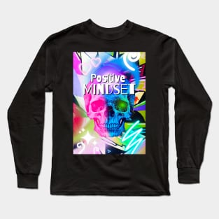 Positive Mindset, Skull Graffiti Long Sleeve T-Shirt